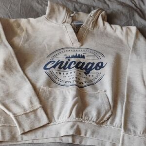 Women's Cream Hoodie with Blue Graphic